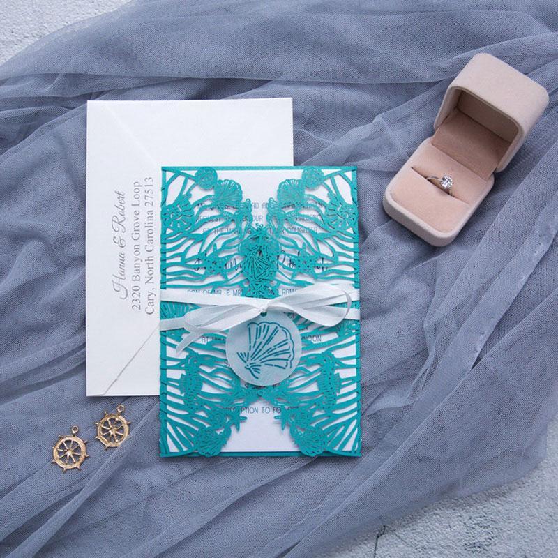 beach laser cut wedding invitation