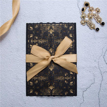 black laser cut wedding invitation