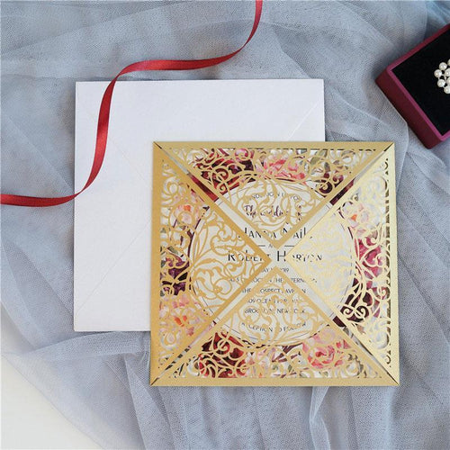 swirl laser cut wedding invitation