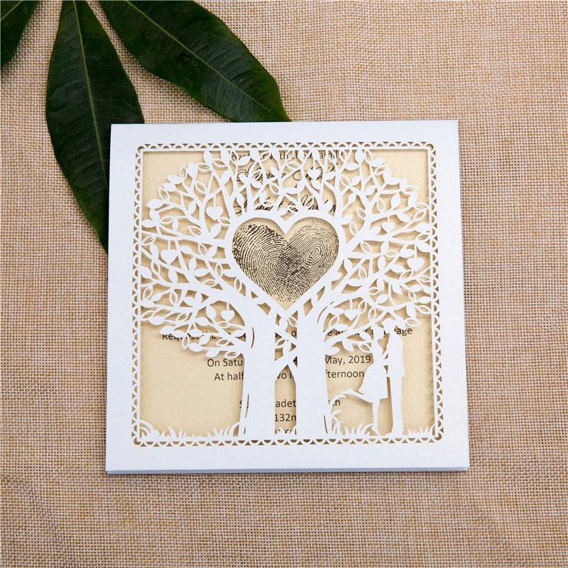 love tree laser cut wedding invitation