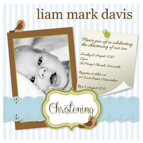 baby boy announcement card birthday christening invitation