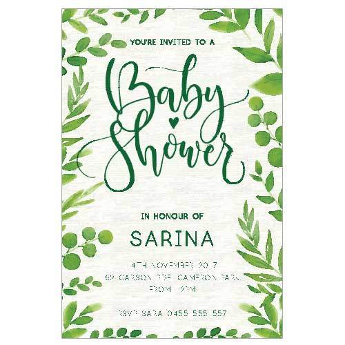 baby shower invitation with leafy border