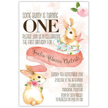 bunny themed 1st birthday invitation high tea