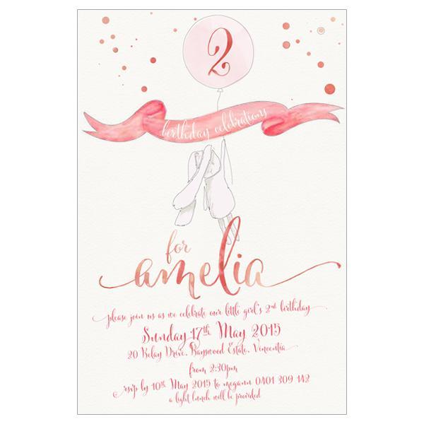 bunny themed birthday invitation