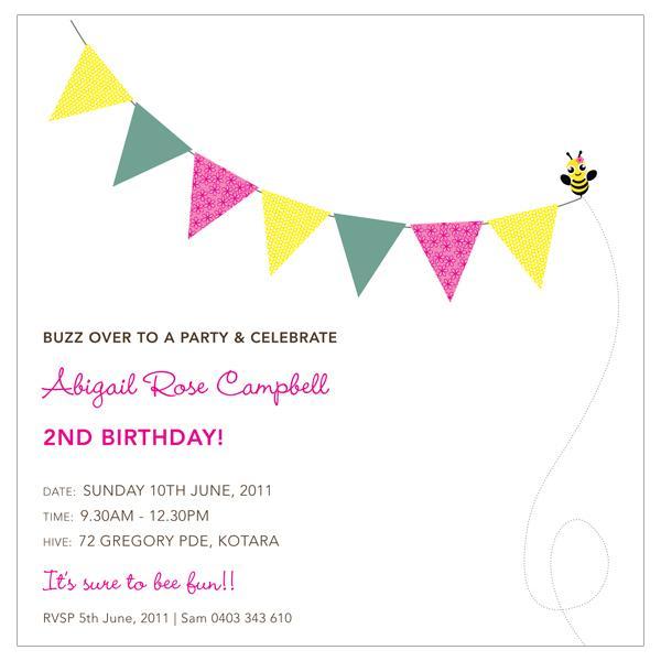 Bee and flower themed birthday invitation