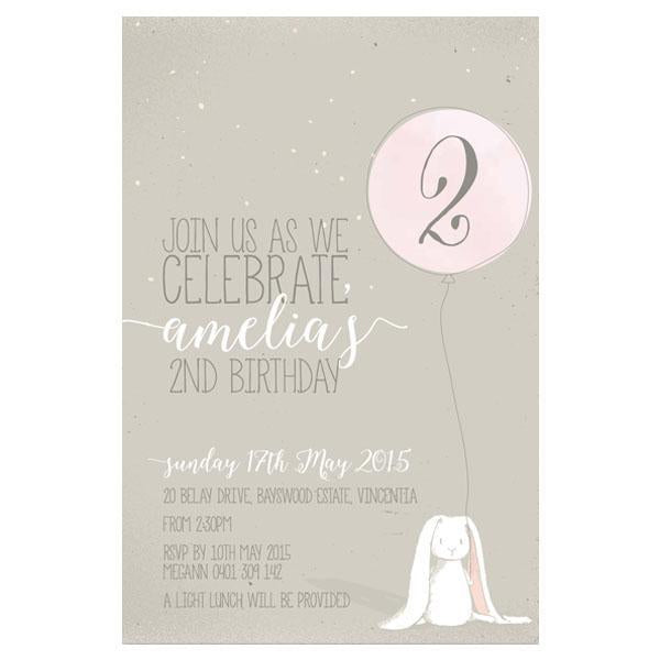 bunny themed birthday invitation