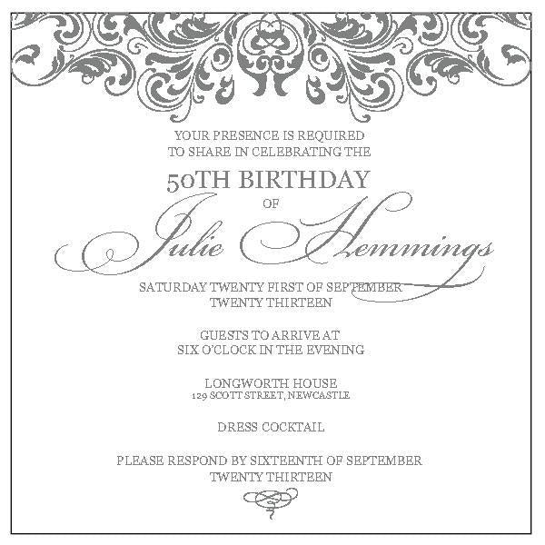 50th Birthday invitation with pattern
