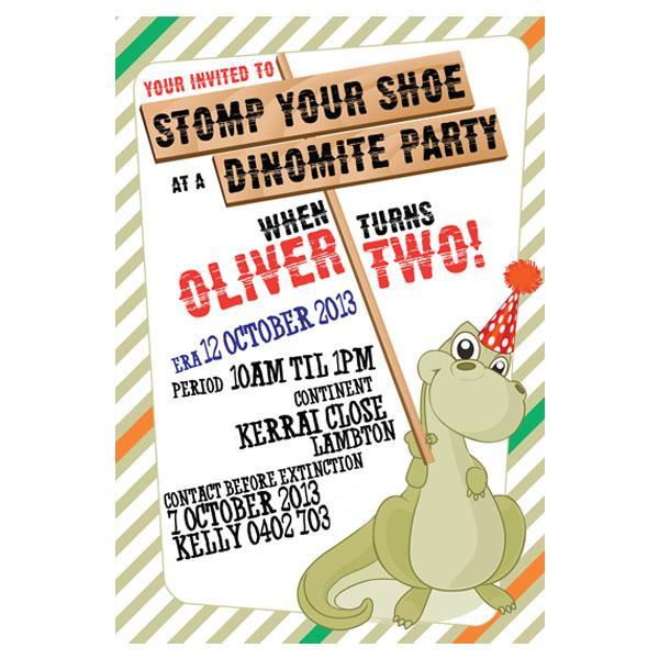 dinosaur themed birthday invitation