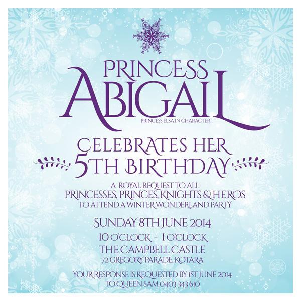 frozen themed 5th birthday invitation