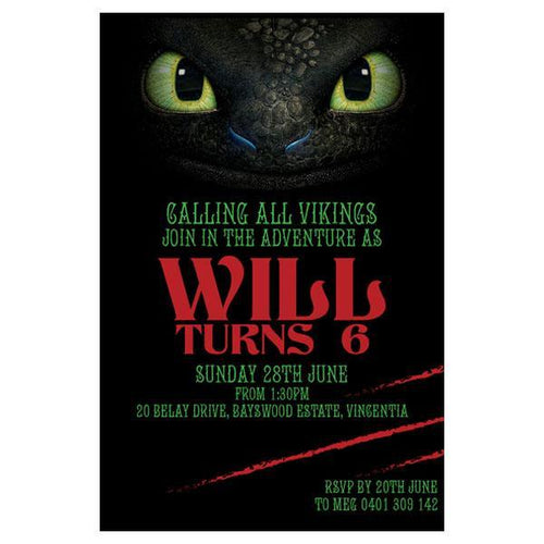 how to train your dragon themed birthday invitation