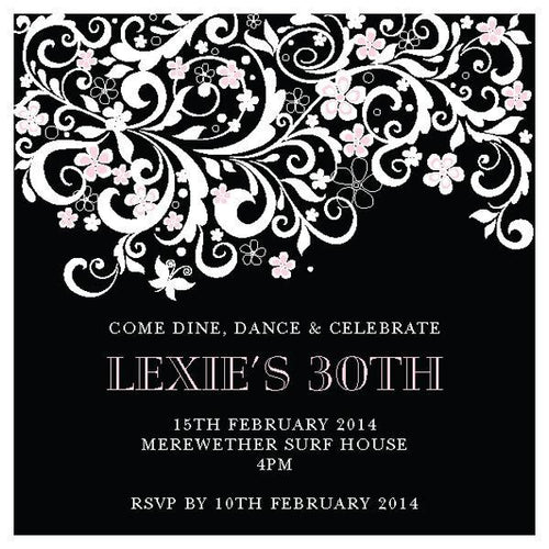 30th Birthday invitation with gold sparkles