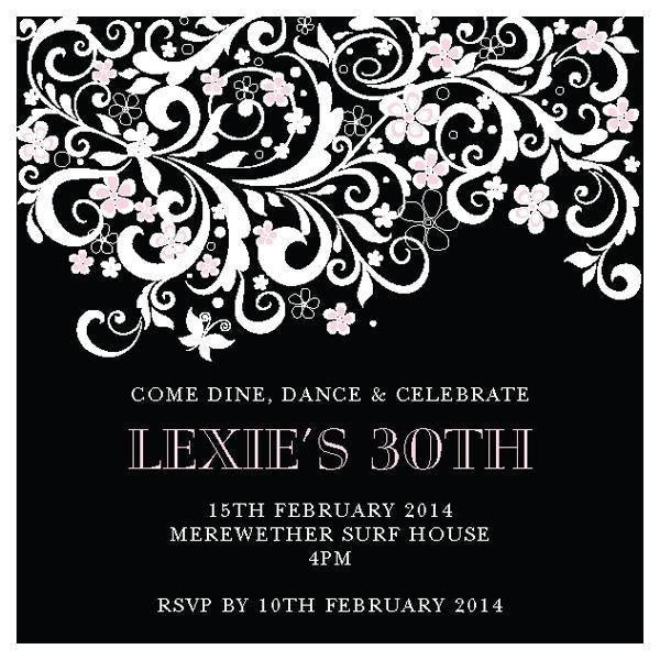 30th Birthday invitation with gold sparkles