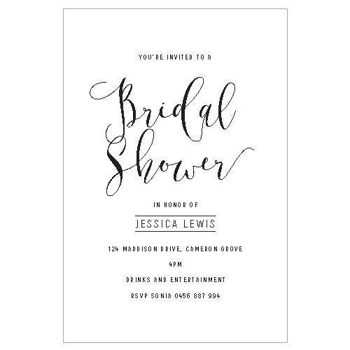 simple, classic black and white bridal shower invitation
