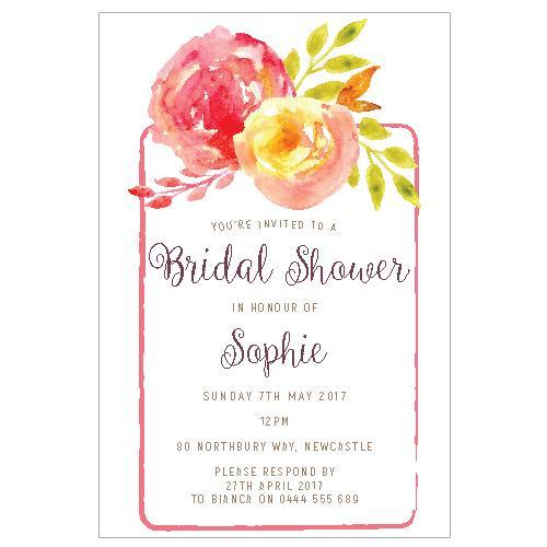 floral watercolour engagement invitation