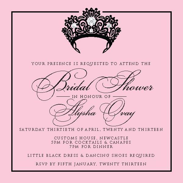 crown bridal shower invitation