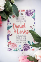 Beautiful foral watercolour wedding invitation design.