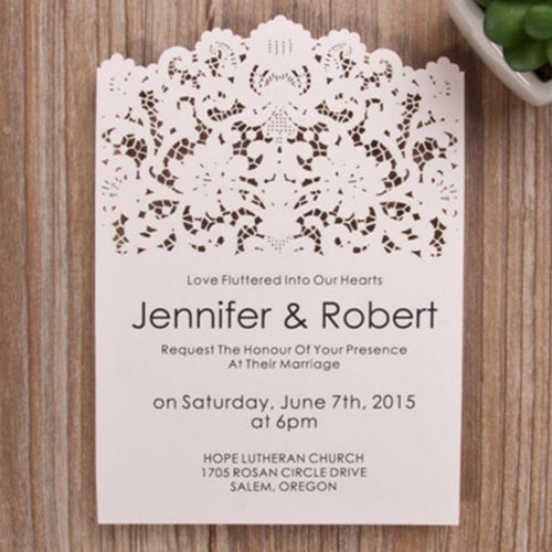 flat laser cut invitation with bohemian floral design