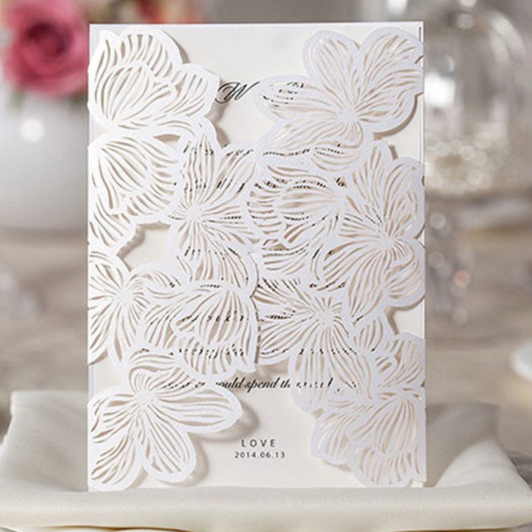 flower laser cut wedding invitation