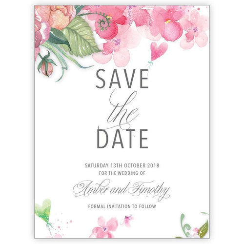 Elegant water colour floral save the date card