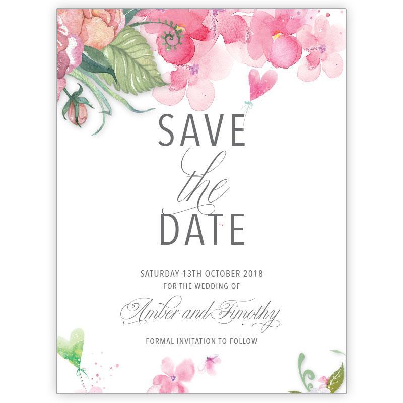 Elegant water colour floral save the date card