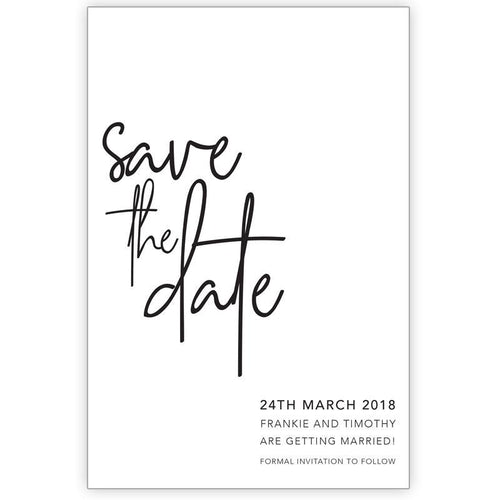 Black and white save the date card design 