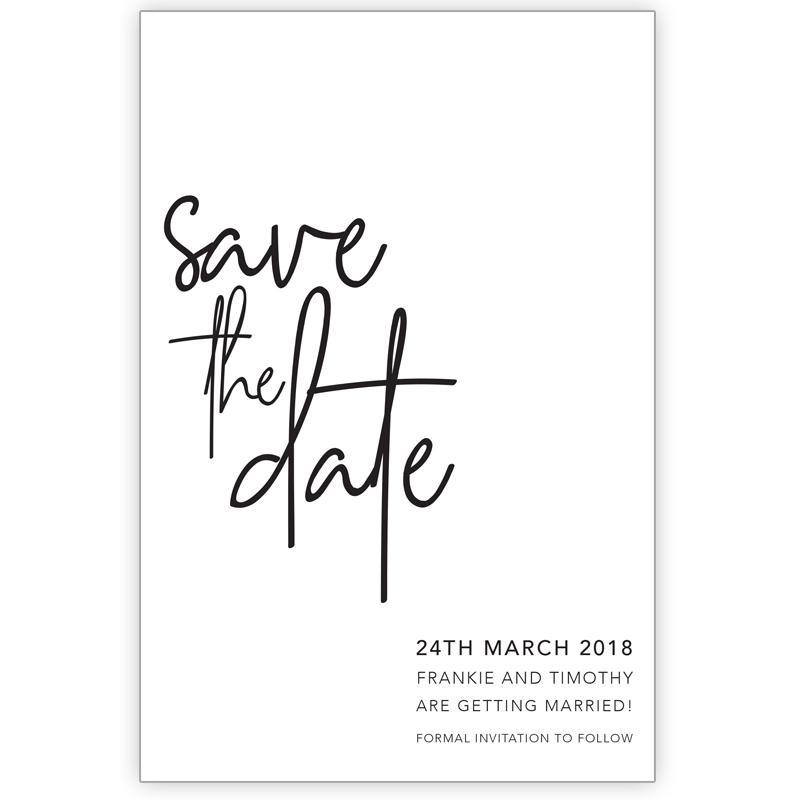 Black and white save the date card design 