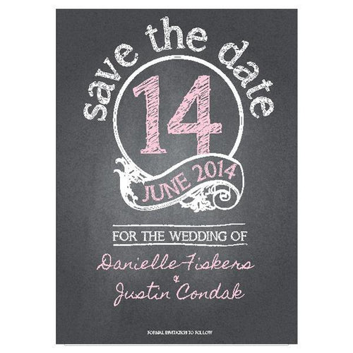 Chalkboard save the date card design 