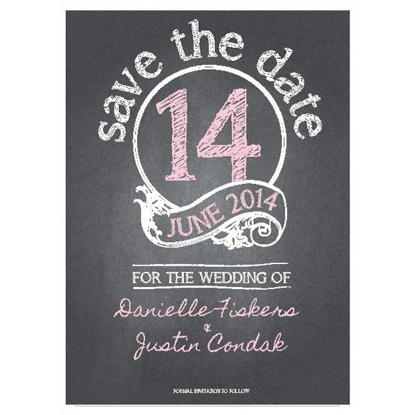 Chalkboard save the date card design 
