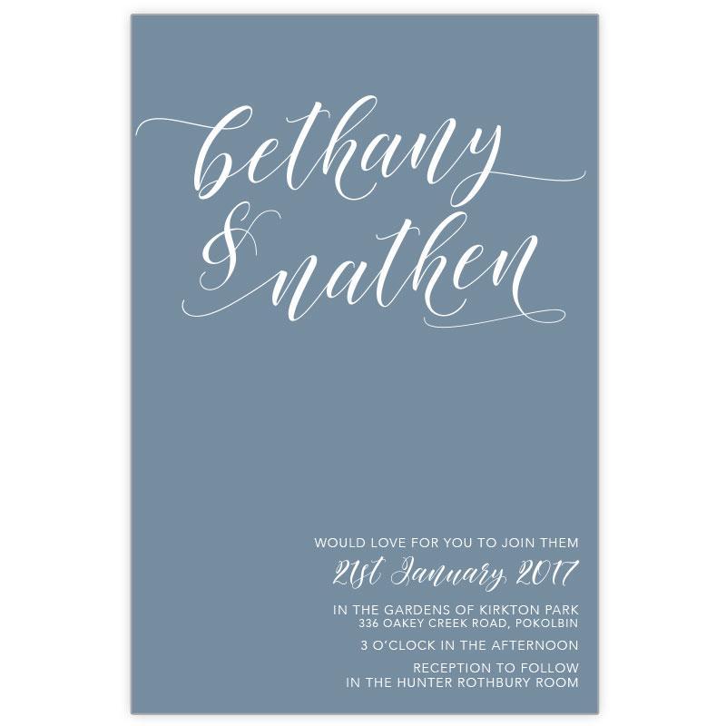 Simple yet elegant wedding invitation in white ink