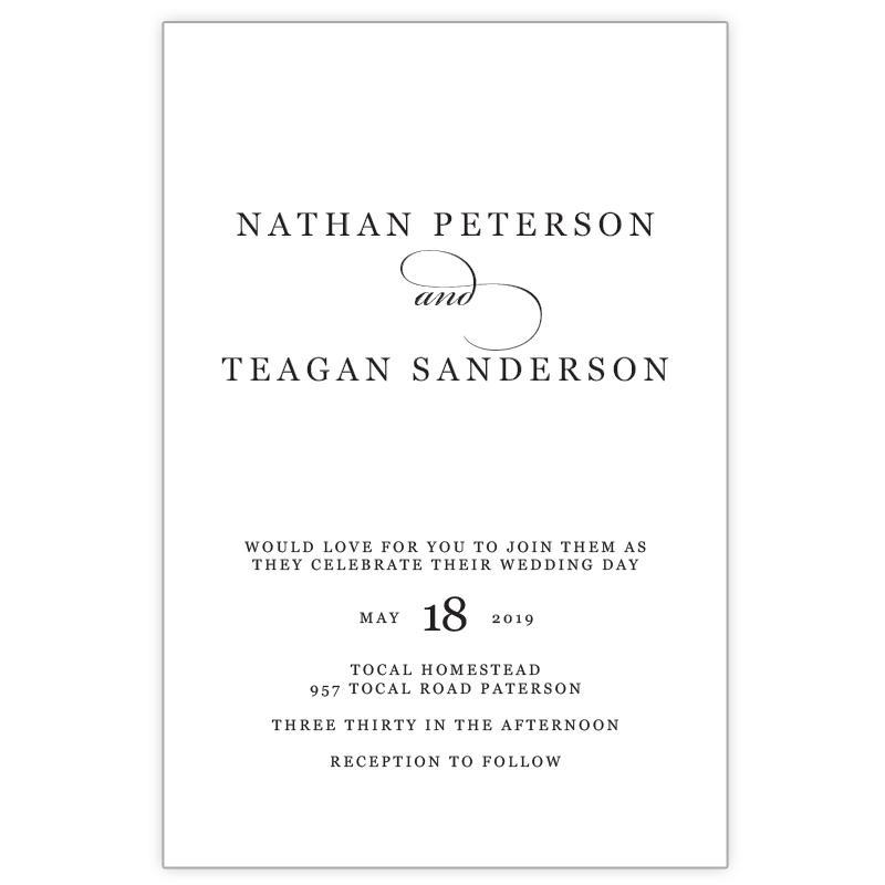 classic black and white wedding invitation