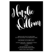 Stylish black and white wedding invitation white ink printing