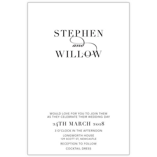 classic black and white wedding invitation