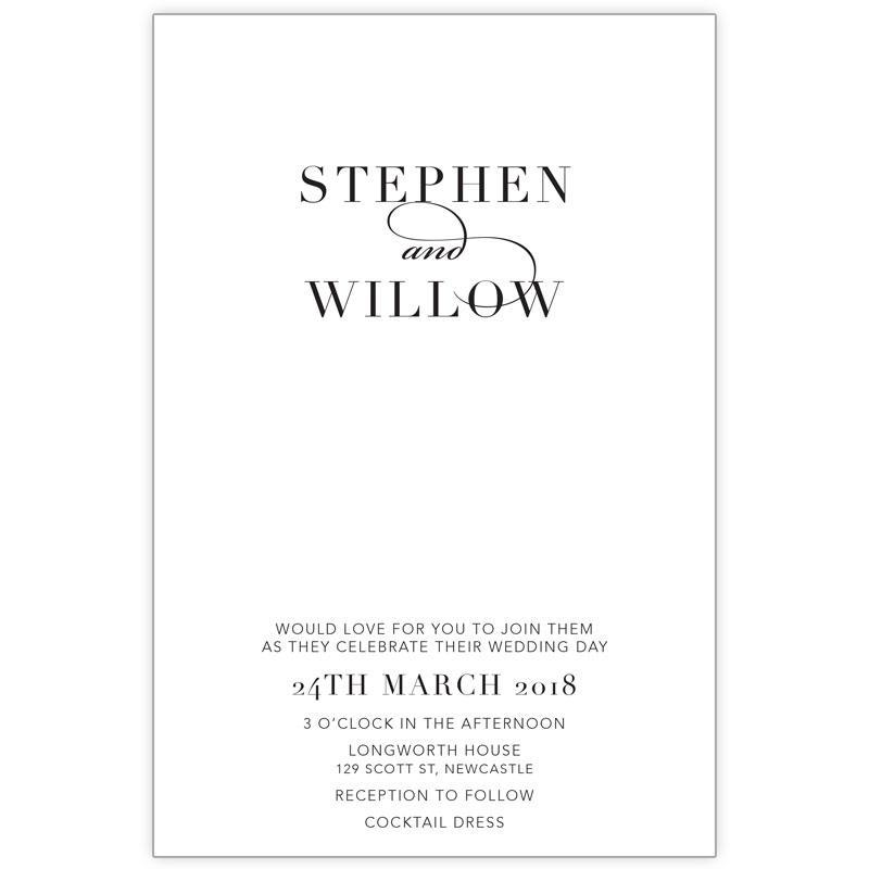 classic black and white wedding invitation