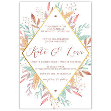 watercolour leaves wedding invitation