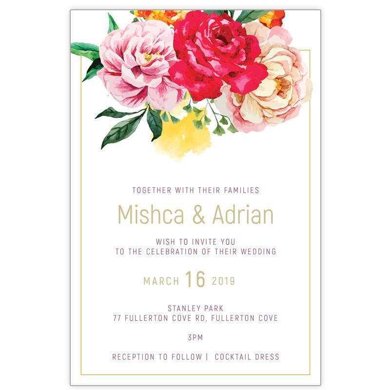 water colour floral wedding invitation