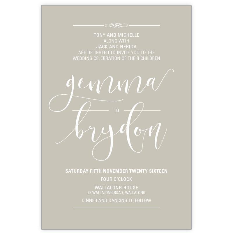 Classic wedding invitation with  white ink printing