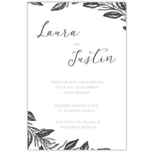 Hand drawn leaf wedding invitation