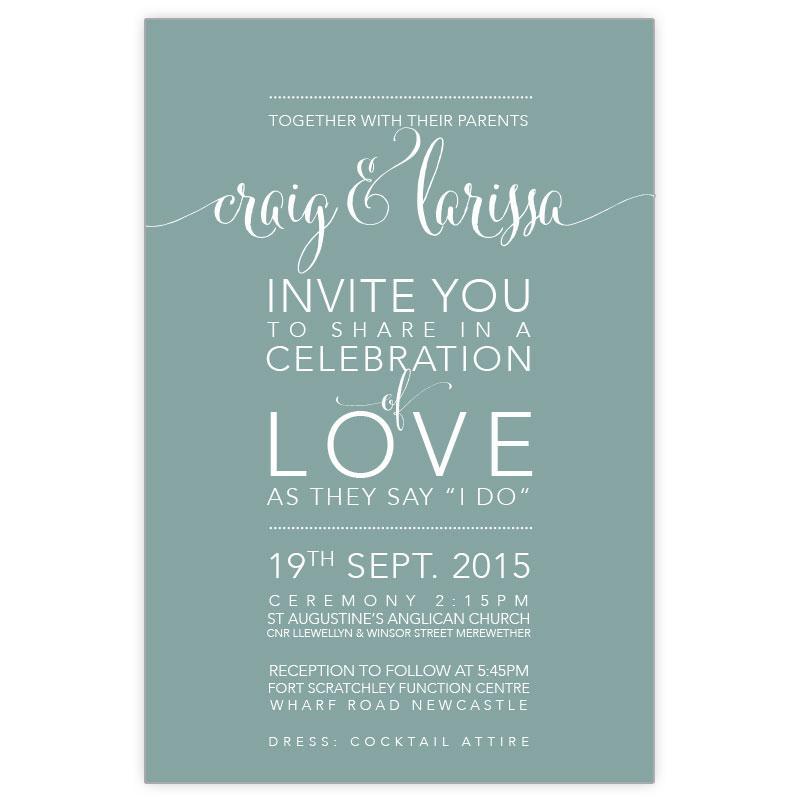 Classic love wedding invitation with white ink printing