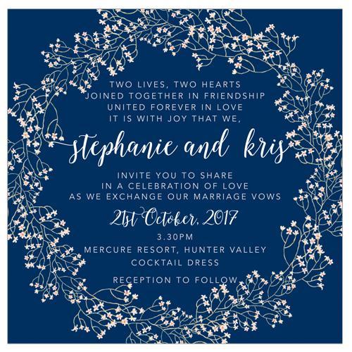 Wedding invitation Sweet wreath featuring baby's breath flowers