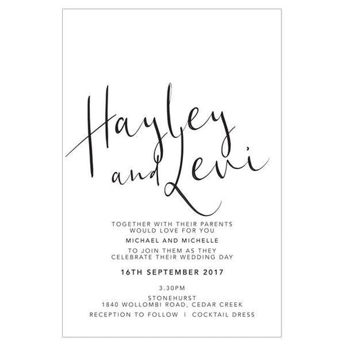 Classic black and white Wedding invitation design
