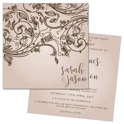 Classic wedding invitation design in cream.