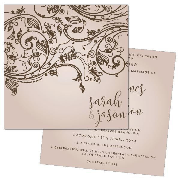 Classic wedding invitation design in cream.