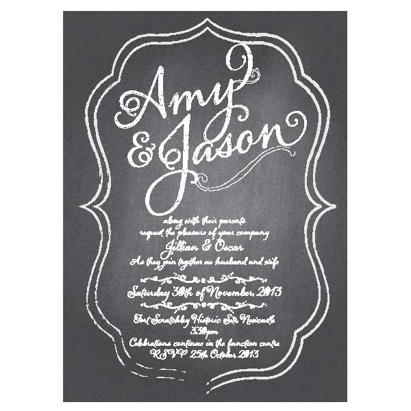 Chalkboard wedding invitation design