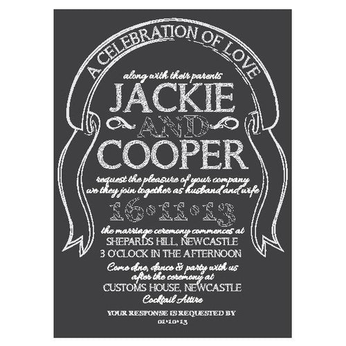 Chalkboard wedding invitation design.