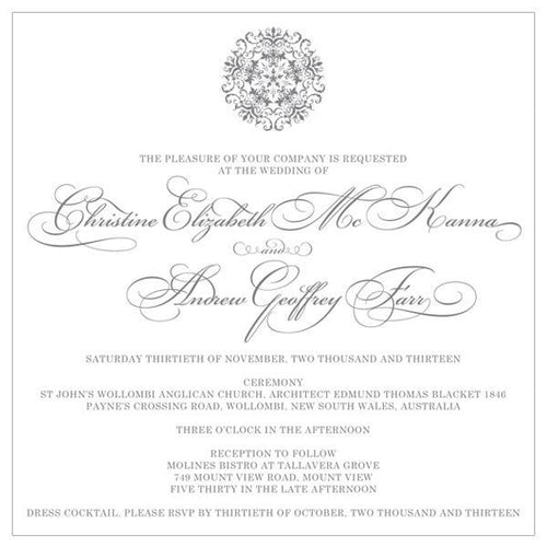 Elegant wedding invitation design.