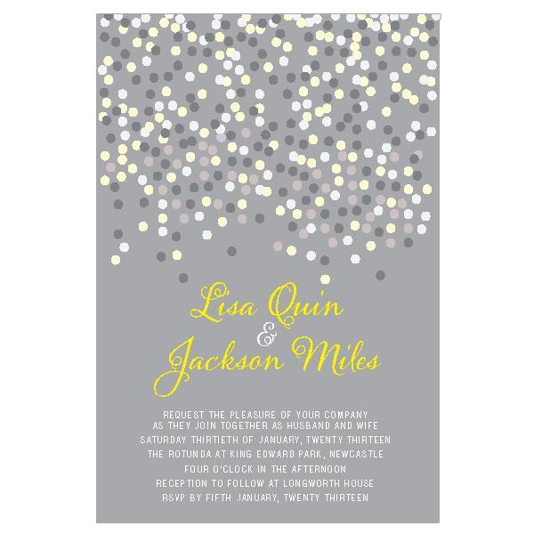 Classic and simple confetti wedding invitation design