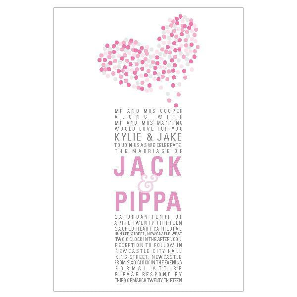 Classic and simple confetti wedding invitation design