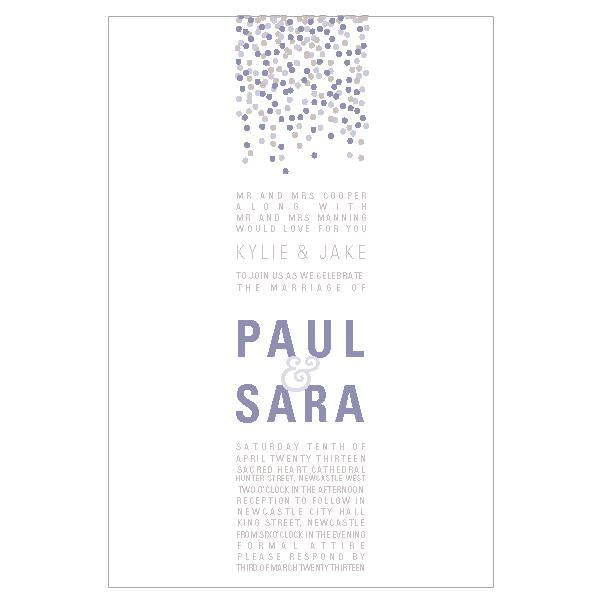 Classic and simple confetti wedding invitation design