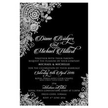 Black lace wedding invitation design.