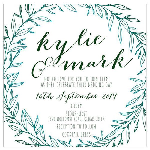 Wreath Wedding invitation design
